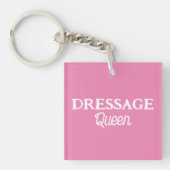 Dressage Queen Niedlich Pink Retro Script Reittier Schlüsselanhänger (Vorderseite)