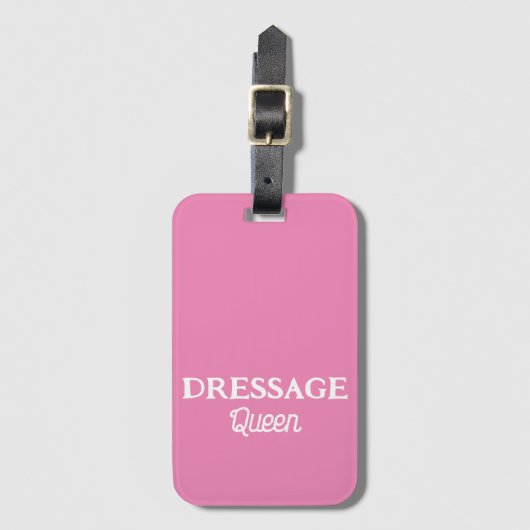 Dressage Queen Pink Retro Script Reittier Gepäckanhänger (Vorderseite Vertikal)