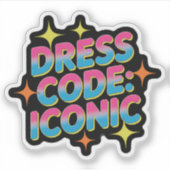 Dresscode: Iconic - Bold Retro Neon Aufkleber (Vorderseite)