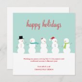 Dressed Snowmen Business Holiday Cards Feiertagskarte (Vorne/Hinten)
