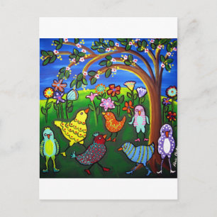 Dressed up Chicks n Peeps Fun Whimsical Postkarte