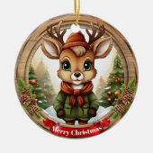 Dressed Whimsical Reindeer Fun Holiday Season 🦌🎄 Keramik Ornament (Vorne)