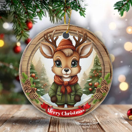Dressed Whimsical Reindeer Fun Holiday Season 🦌🎄 Keramik Ornament