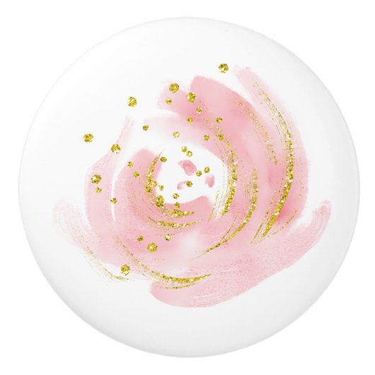 Dresserzieher Pull Rosa Rose Bude Keramikknauf (Vorderseite)