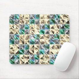 Dressianische Minze, beige- und silberne Fliesen o Mousepad