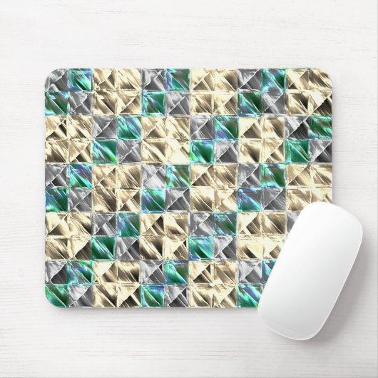 Dressianische Minze, beige- und silberne Fliesen o Mousepad (Mit Mouse)