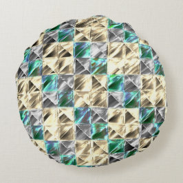 Dressianische Minze, beige- und silberne Fliesen o Rundes Kissen