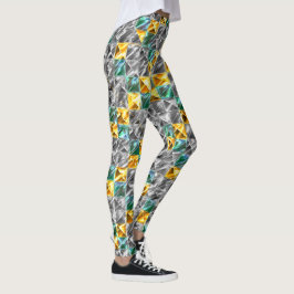 Dressianische Minze, goldene und silberne Fliesen  Leggings