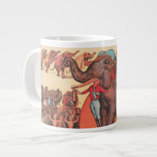 Dressierte Elefanten mit Frauen und Trainer. Jumbo-Tasse