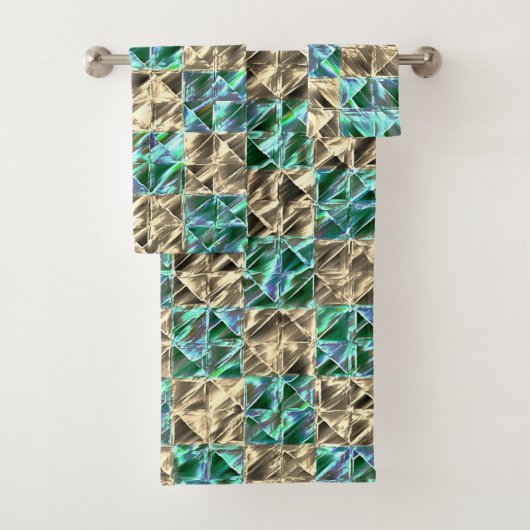 Dressischer Minzgrün bis beige Fliesen oder farbig Badhandtuch Set (Insitu)