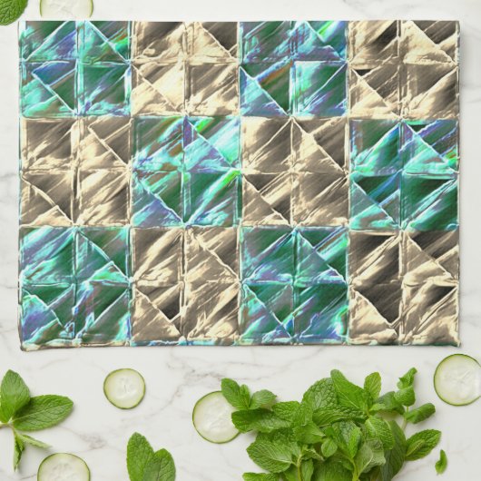 Dressischer Minzgrün bis beige Fliesen oder farbig Geschirrtuch (Gefaltet)