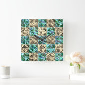 Dressischer Minzgrün bis beige Fliesen oder farbig Quadratische Wanduhr (Zuhause)