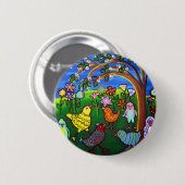 Dressive Hühner in Pieps Spaß Whimsisch Button (Vorne & Hinten)