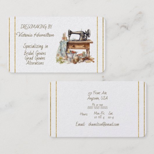 Dressmaker Bridal Gowns Grad Gowns Business Card Visitenkarte (Vorne/Hinten)