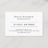 Dressmaker mit Foto der Holder-Visitenkarte Visitenkarte (Rückseite)