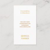 Dressmaker Seamstress Gold Glitzer Mannequin Busin Visitenkarte (Rückseite)