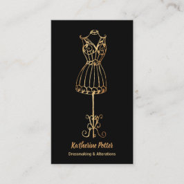 Dressmaker Seamstress Gold Glitzer Mannequin Visitenkarte