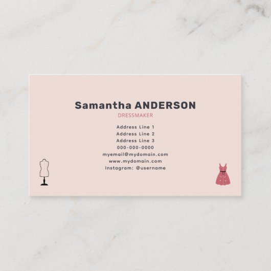 Dressmaker Visitenkarte (Rückseite)