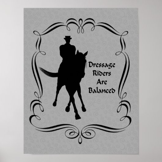 Dressur Balanced Horse and Rider Silhouette Poster (Vorne)