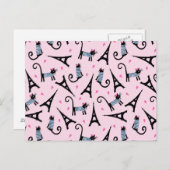 Dressur im französischen Stil mit Eiffelturmmuster Postkarte (Vorne/Hinten)