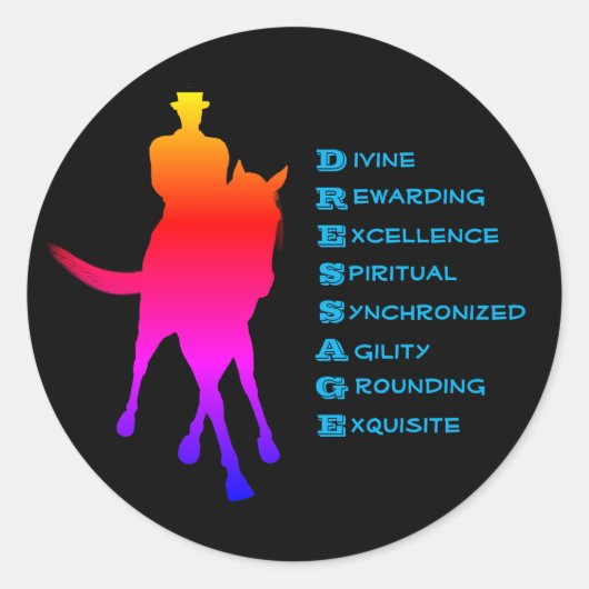 Dressur ist Rainbow Runder Aufkleber (Vorderseite)