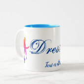 Dressur Pferdereiterfarben Silhouette Personalisie Zweifarbige Tasse (Vorderseite Links)