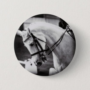 Dressurpferd Schwarz und Weiß Button