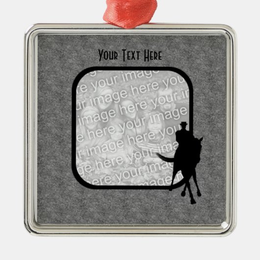 Dressurpferd und reiten Ihr Foto Silbernes Ornament (Vorne)