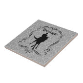 Dressurpferd und Rider Halbpass Fliese (Seite)