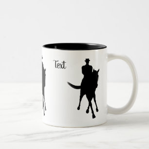 Dressurpferd und Rider Silhouette Personalisiert Zweifarbige Tasse