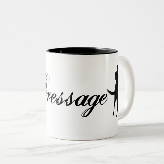 Dressurpferd und Silhouette Zweifarbige Tasse (VorderseiteRechts)