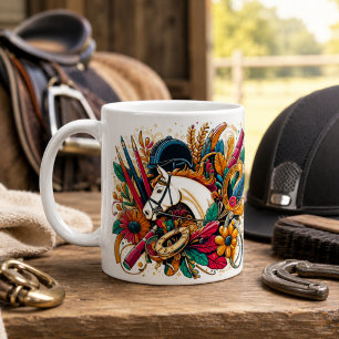 Dressurreiten Reiter Pferd Tasse