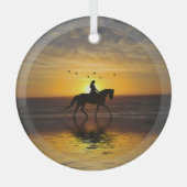 Dressurreiter am Strand Ornament Aus Glas (Vorderseite)
