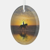 Dressurreiter am Strand Ornament Aus Glas (Vorderseite links)