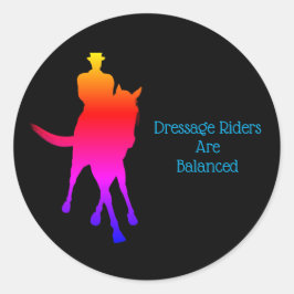 Dressurreiter sind ausgeglichene Rainbow Runder Aufkleber