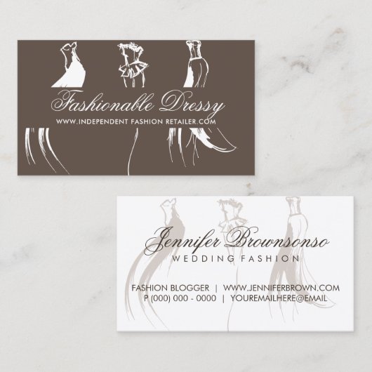 Dressy Wedding Clothing Fashion Brown Bridal Visitenkarte (Vorne/Hinten)
