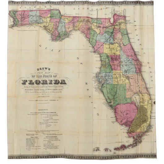 Drews neue Karte des Staat von Florida Duschvorhang (Vorderseite)