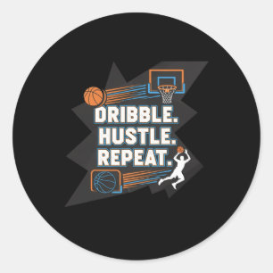 Dribbel Hustle Wiederholung Motivations Sketll Des Runder Aufkleber