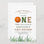 Dribble Over Basketball 1. Geburtstag Party Einladung (Vorne/Hinten)