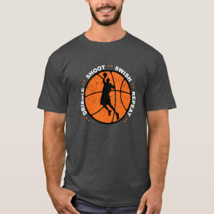 Dribble, Shoot, Swish, Repeat, Basketball T-Shirt