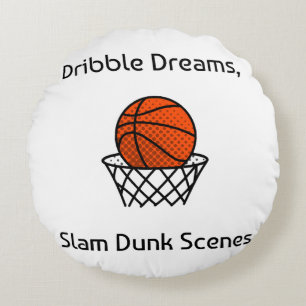 Dribble Träume, Slam Dunk Szenen Basketball Rundes Kissen