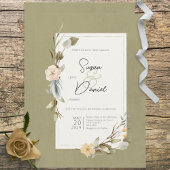 Dried Boho Floral Frame Sage Wedding Einladung