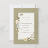 Dried Boho Floral Frame Sage Wedding RSVP Karte (Vorderseite)