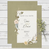 Dried Boho Floral Frame Sage Wedding Save The Date