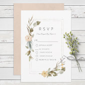Dried Boho Floral Frame Wedding RSVP Karte