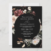 Dried Burgundy Rustic Florals Boho QR Code Wedding Einladung (Vorderseite)