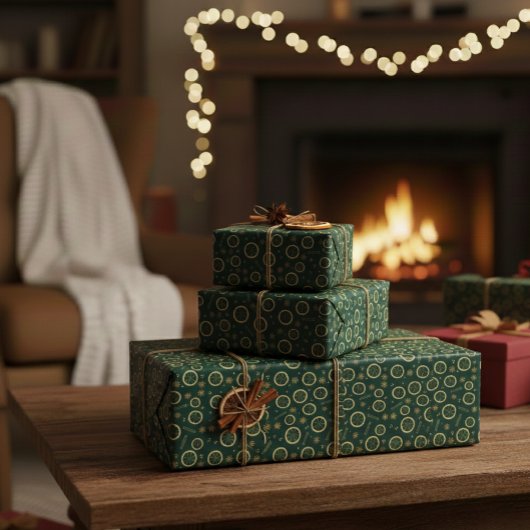 Dried Citrus & Gold Pattern Wrapping Paper Geschenkpapier