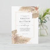 Dried Palm Boho Wedding Einladung (Stehend Vorderseite)