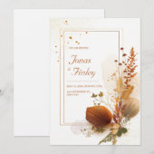 Dried Palm Fan Gold Stardust Wedding Einladung (Vorne/Hinten)