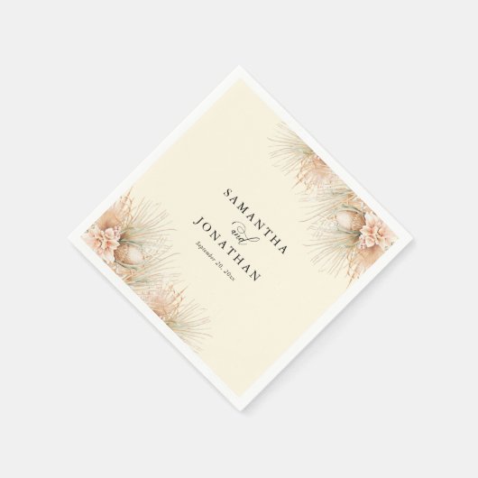 Dried Palms Blush Blume Boho Wedding Serviette (Ecke)